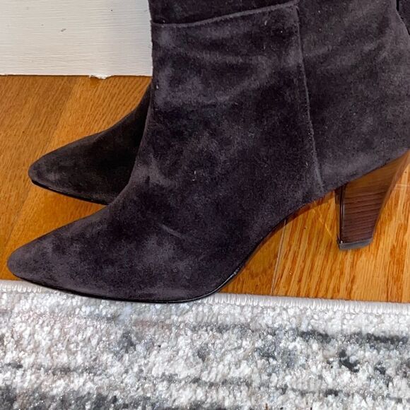 Donald Pliner Heels Over The Knee Dk Brown Suede Leather Boots Womens Sz 7.5 - Picture 5 of 11